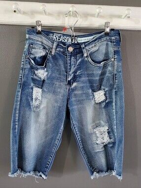 REASON Distressed Jean Shorts 30